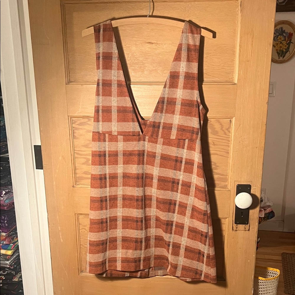 Miami Rust Plaid Button-Front Mini Dress - Picture 4 of 4
